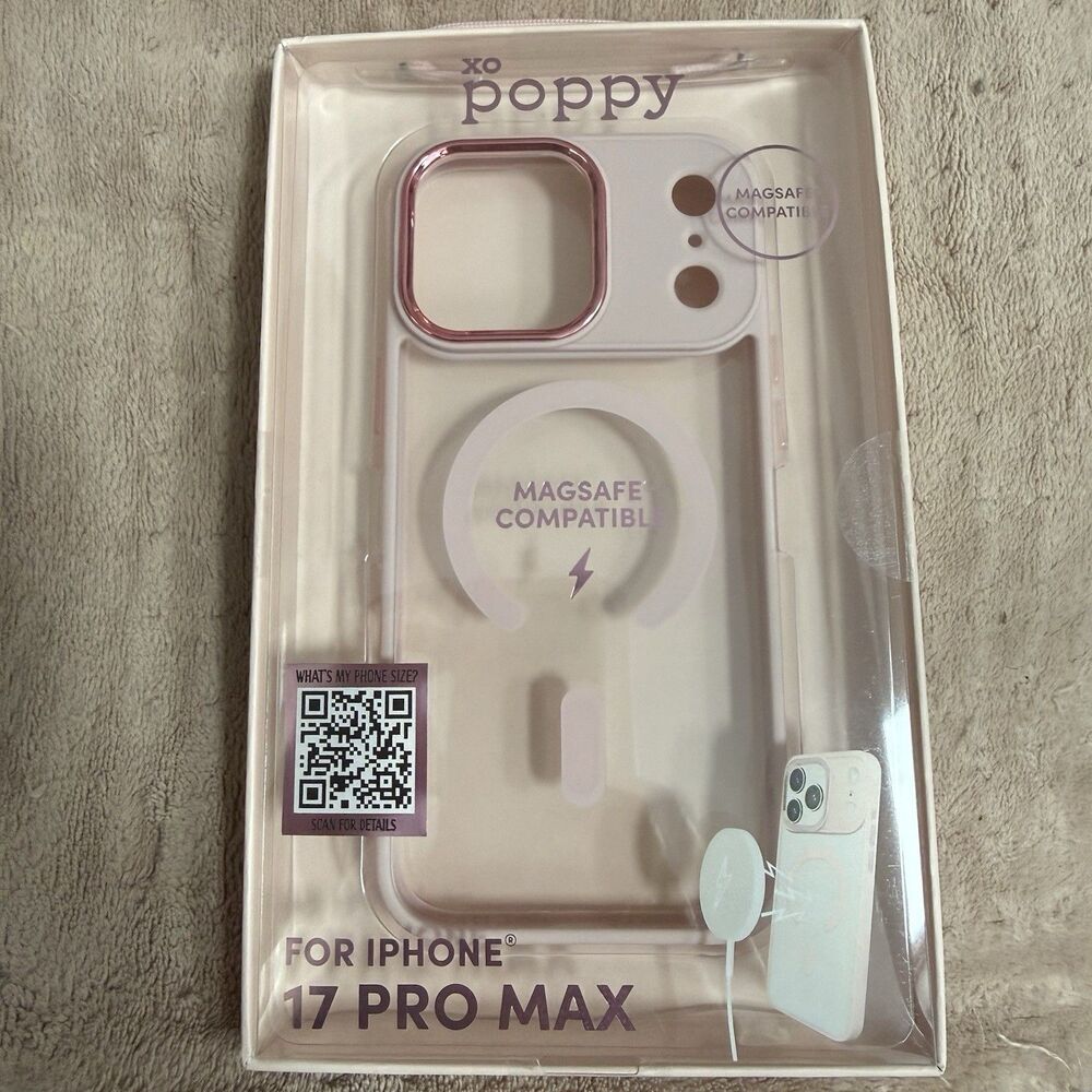 XO Poppy Phone Case iPhone 17 Pro Max MagSafe Compatible Pink Transparent New